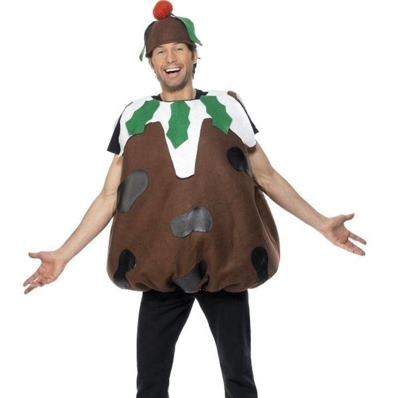 Christmas Pudding Costume Adult Brown White 1