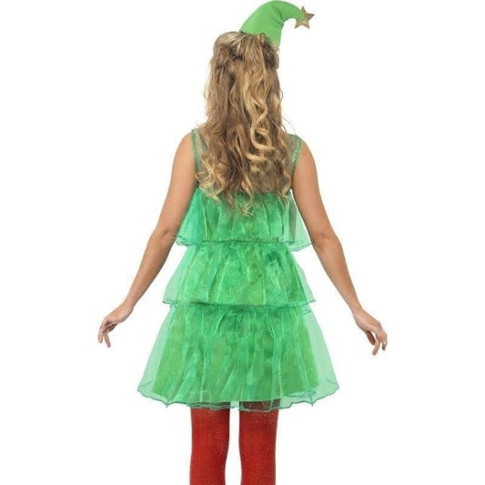 Christmas Tree Costume Adult Green Red Dress Hat 2