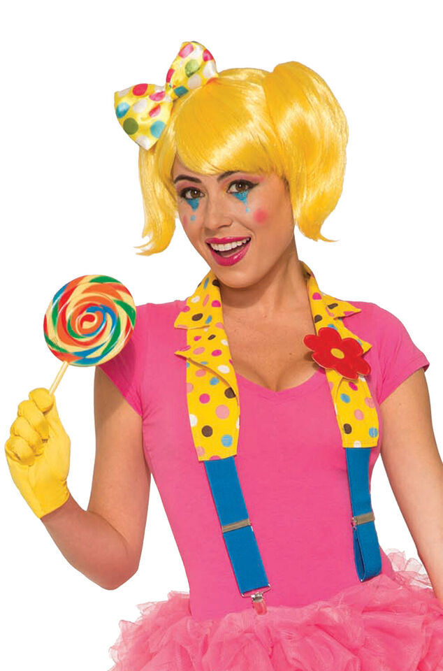 Circus Clown Suspenders Accessory with  Flower Pin 2