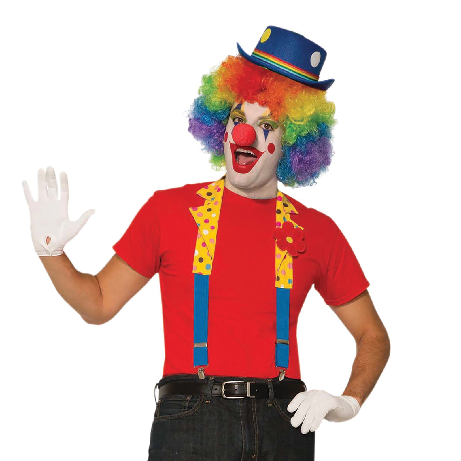Circus Clown Suspenders Accessory with  Flower Pin 1