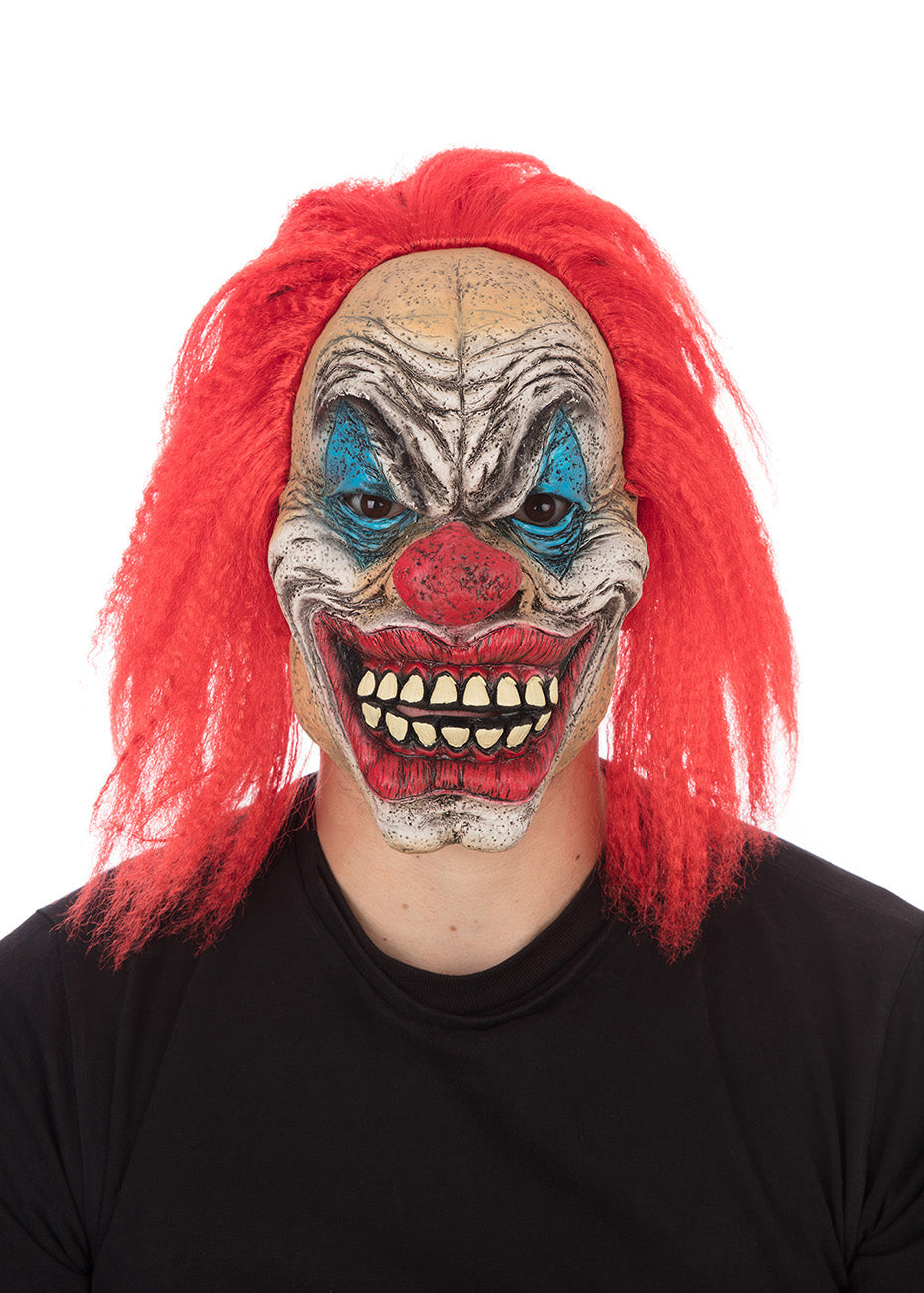 Circus Creep Clown Mask with Red Hair 1