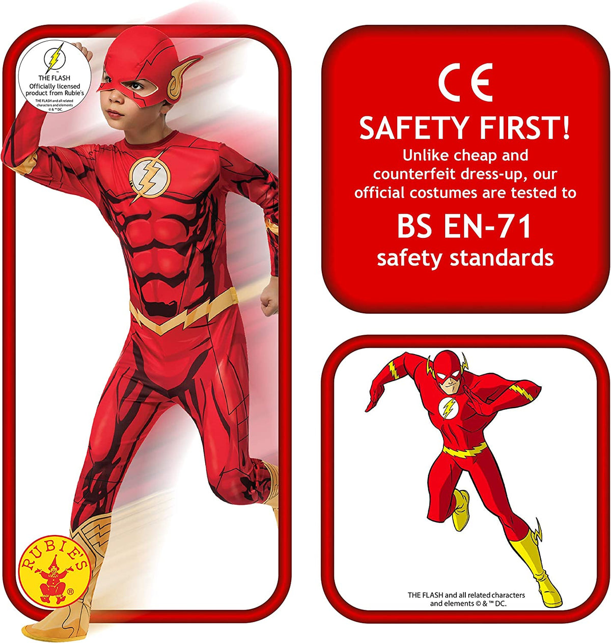 Classic Kids The Flash Costume Red Jumpsuit 4