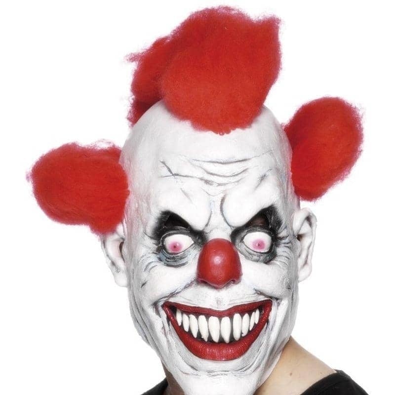 Clown 3/4 Mask Adult White Red_1