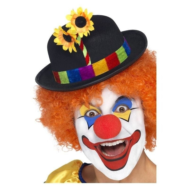 Clown Bowler Adult Black with Flowers 1