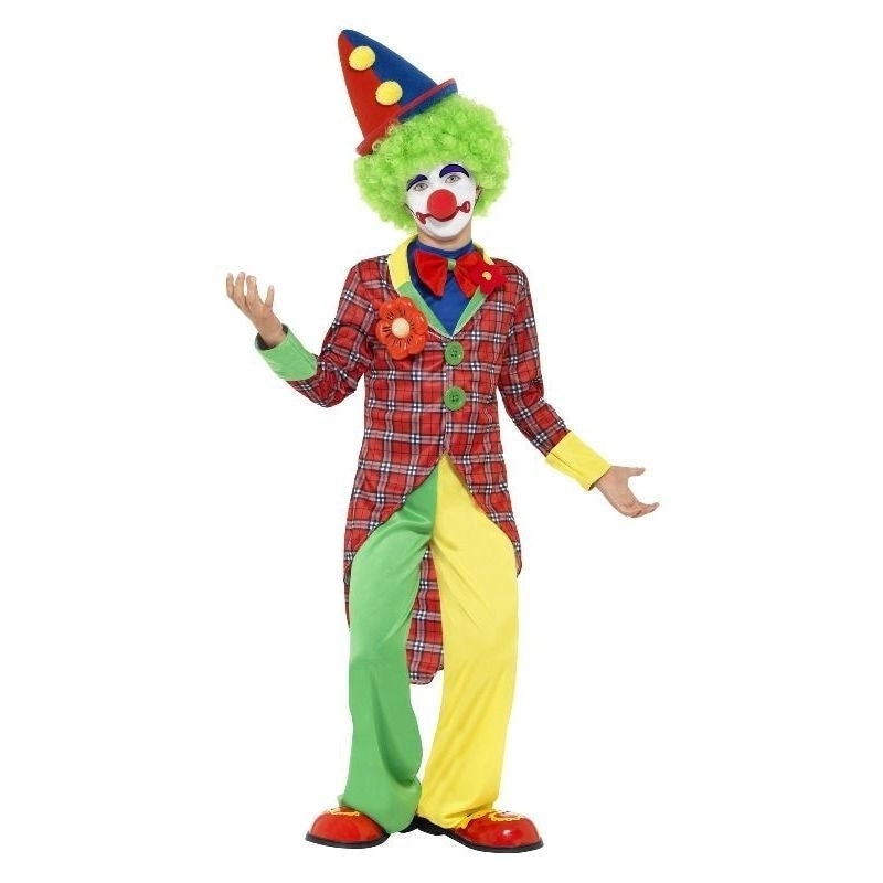 Kids Clown Costume Red Jacket Green Yellow Trousers Blue Mock Shirt Red Bowtie 1