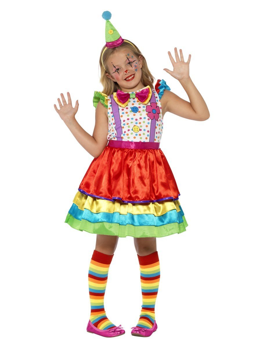 Clown Girl Deluxe Costume Kids Rainbow 4