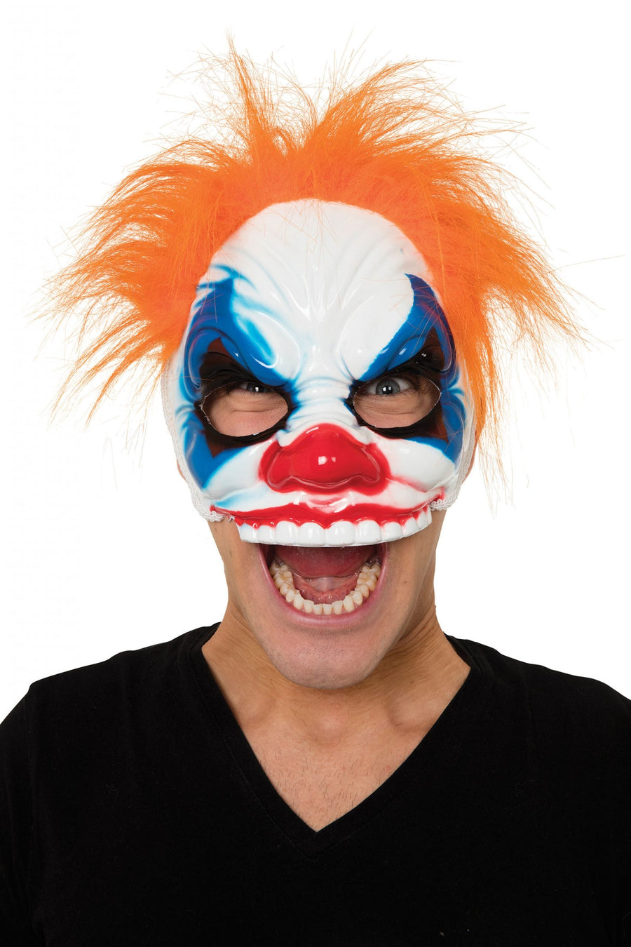 Clown Mask Half Face Orange Hair Glasses Frame_1