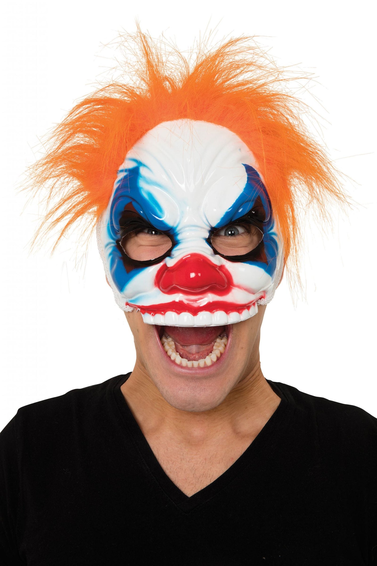 Clown Mask Half Face Orange Hair Glasses Frame 1