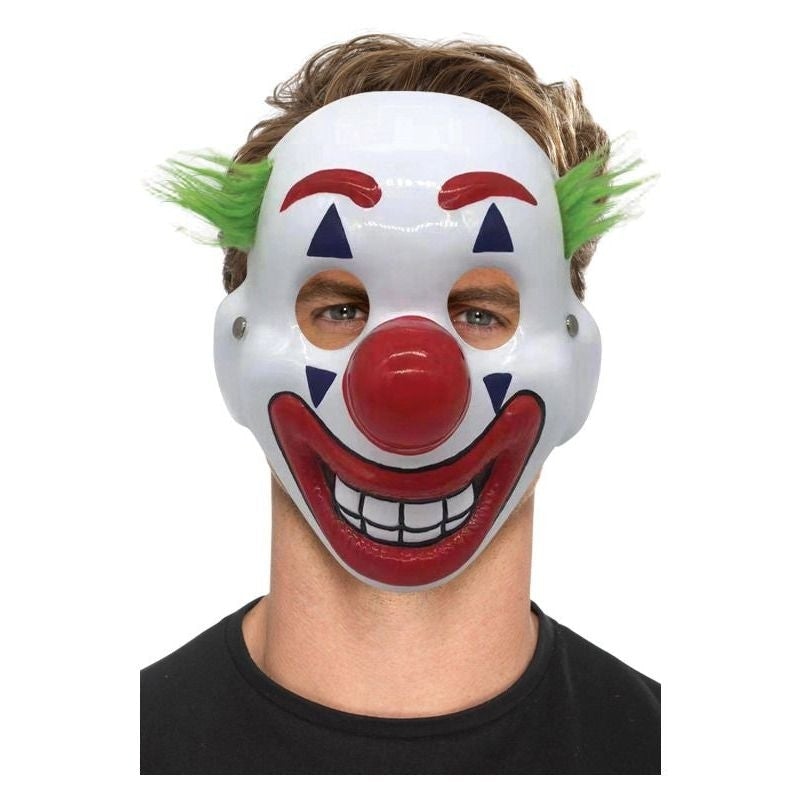 Clown Mask with Hair Elastic Strap PVC Adult Joker Costume Accessory 1