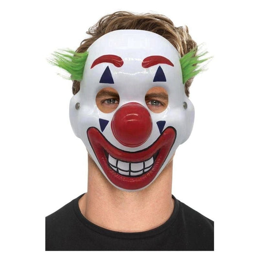 Clown Mask with Hair Elastic Strap PVC Adult Joker Costume Accessory 1