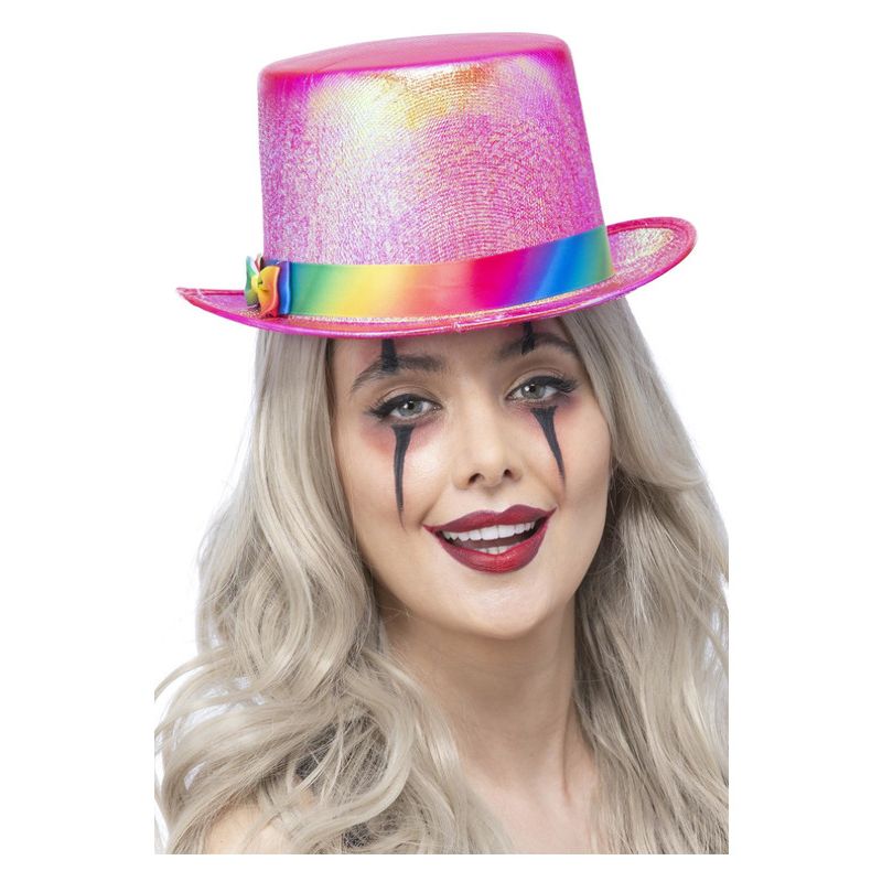 Clown Top Hat Pearlised Pink Adult Blue 1