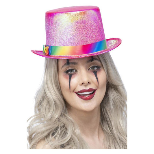 Clown Top Hat Pearlised Pink Adult Blue 1