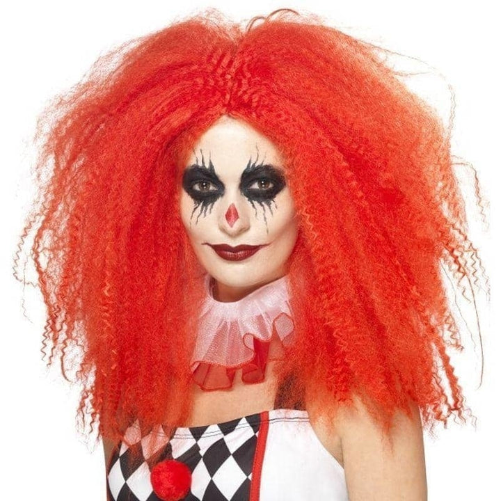 Clown Wig Adult Red Crimped_1