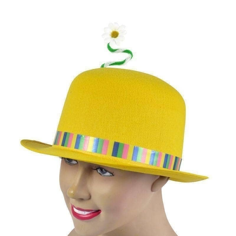 Clown Yellow Bowler Flower Hat_1