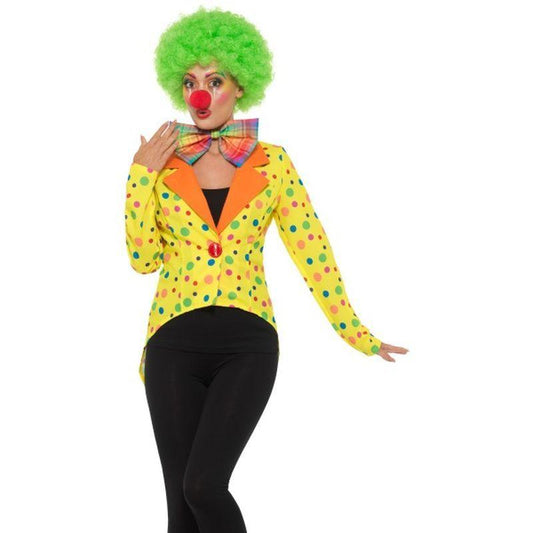Colourful Clown Tailcoat Jacket Ladies Adult Yellow 1