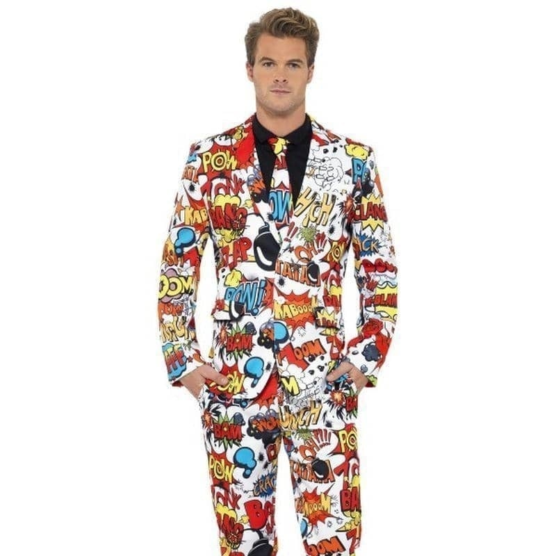 Comic Strip Mens Suit Stand Out Red White 1