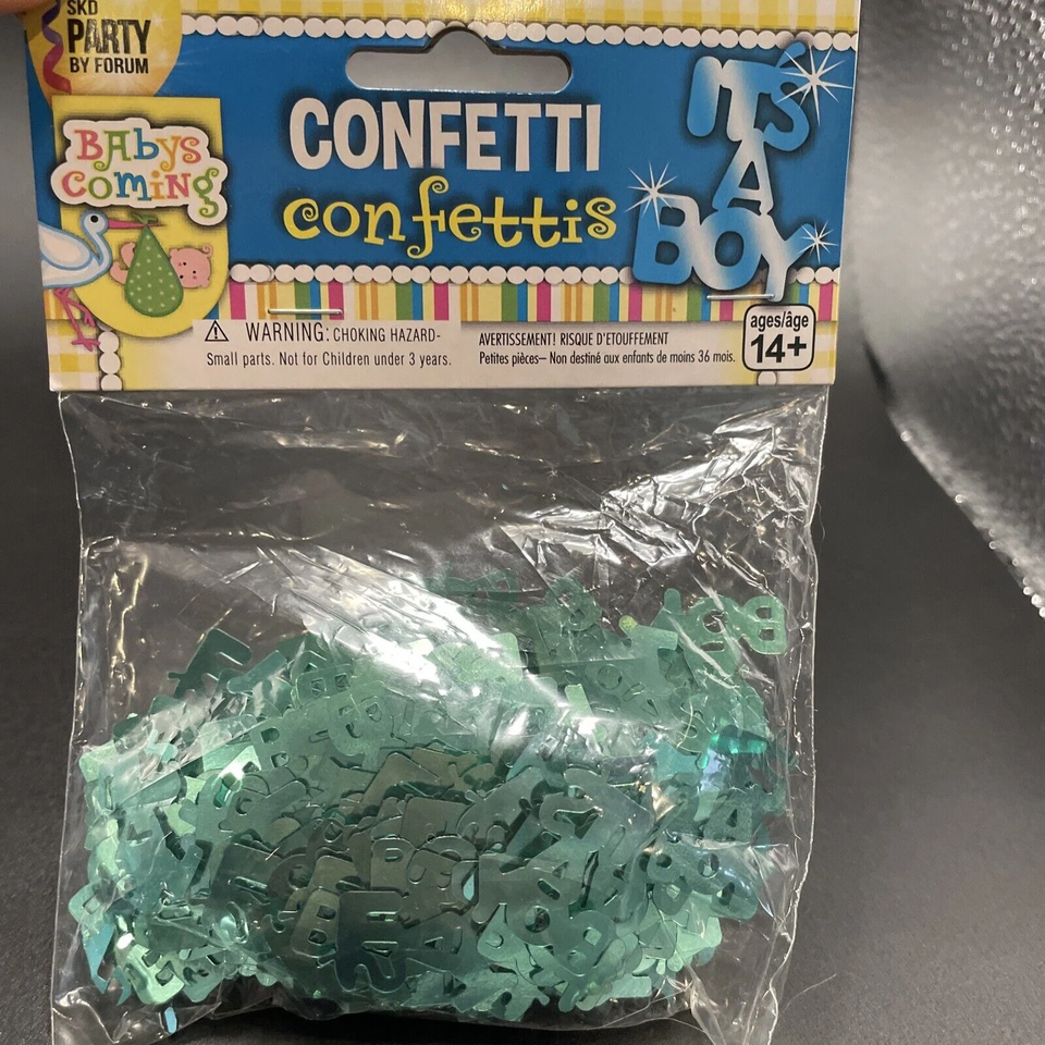 Confetti Its a Boy Met Light Blue Baby Shower Table Decorations 2