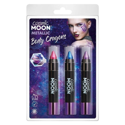 Cosmic Moon Metallic Body Crayons 3 Pack Clamshell 3. 5g Costume Make Up 3