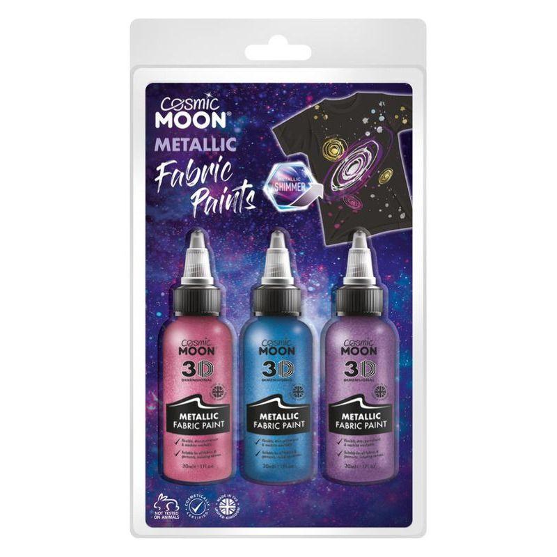 Cosmic Moon Metallic Fabric Paint 3 Pack Colours Clamshell 30ml Costume Make Up 6