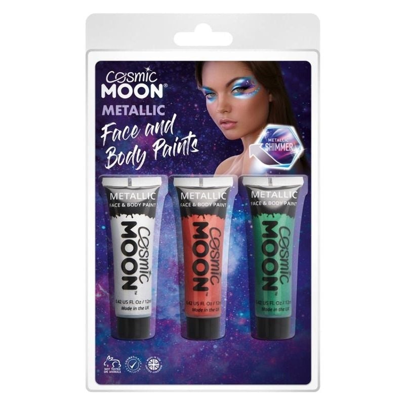 Cosmic Moon Metallic Face and Body Paint 3 Pack Clamshell 12ml Costume Make Up 2