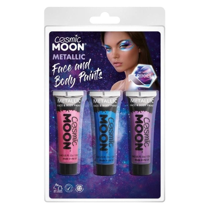 Cosmic Moon Metallic Face and Body Paint 3 Pack Clamshell 12ml Costume Make Up 3