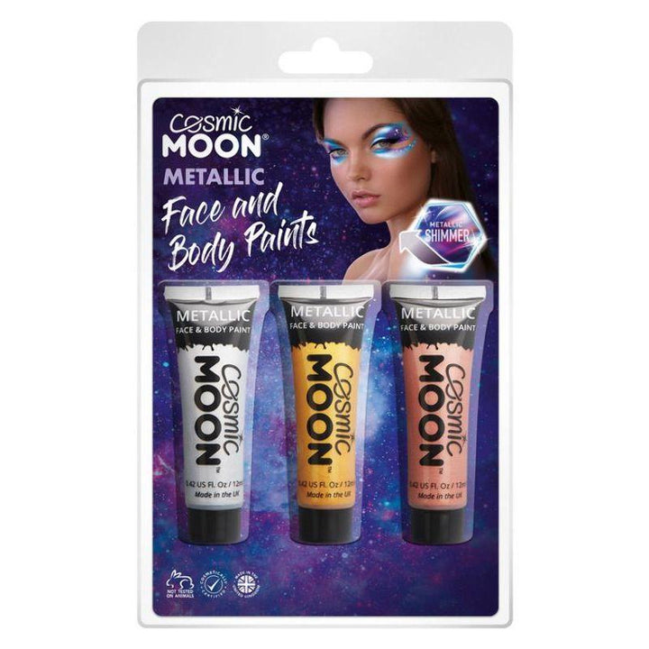 Cosmic Moon Metallic Face & Body Paint 3 Pack Clamshell 12ml Costume Make Up_4