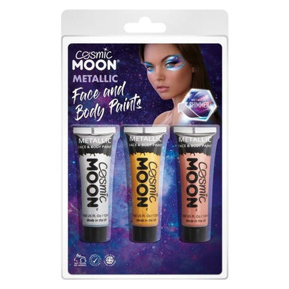 Cosmic Moon Metallic Face and Body Paint 3 Pack Clamshell 12ml Costume Make Up 1
