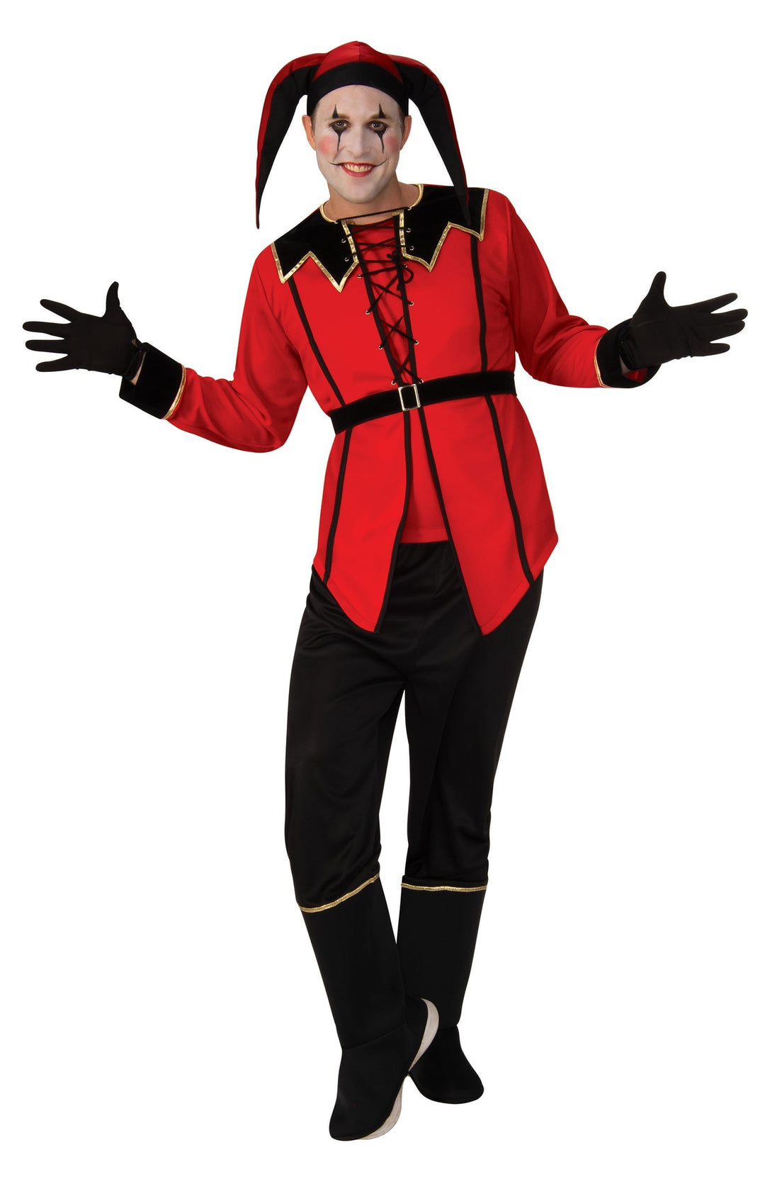 Size Chart Court Jester Costume Adult Medieval Red Joker Suit