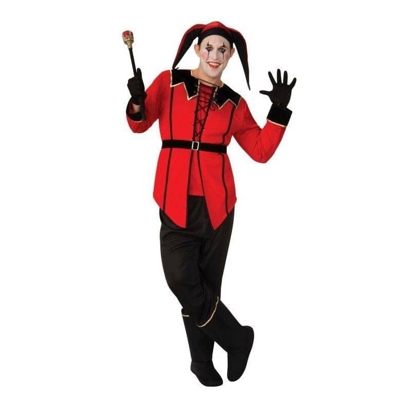 Court Jester Costume Adult Medieval Red Joker Suit_1