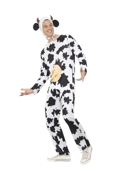 Cow Costume Adult Jumpsuit with Udders Headpiece 3