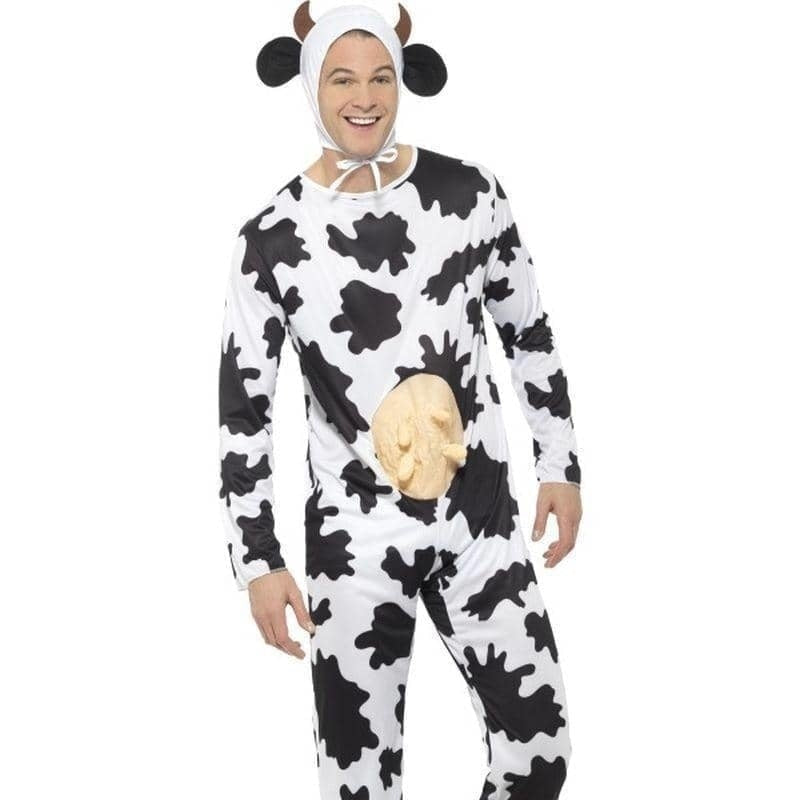 Cow Costume Adult Jumpsuit with Udders Headpiece 2