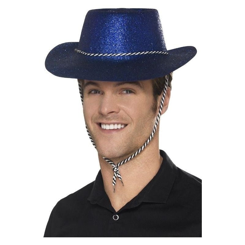 Cowboy Glitter Hat Adult Blue 2