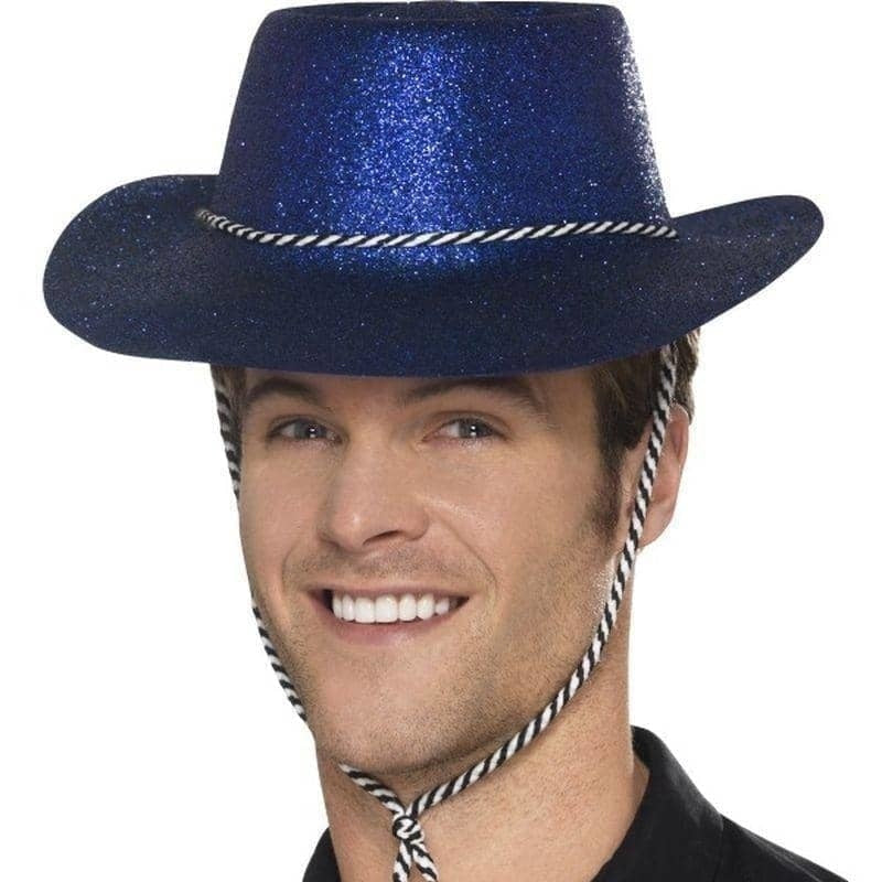 Cowboy Glitter Hat Adult Blue 1