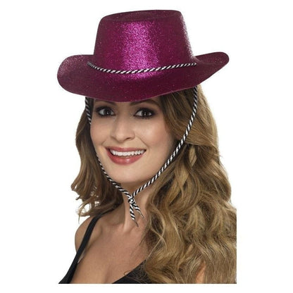 Cowboy Glitter Hat Adult Pink 2