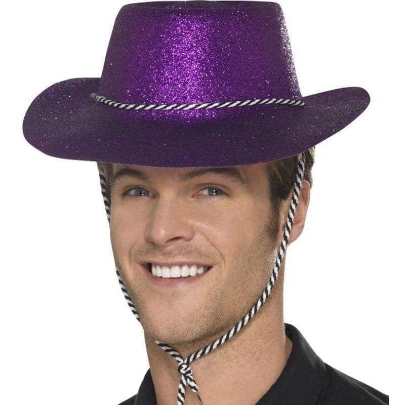 Cowboy Glitter Hat Adult Purple 1
