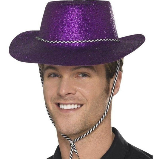 Cowboy Glitter Hat Adult Purple 1