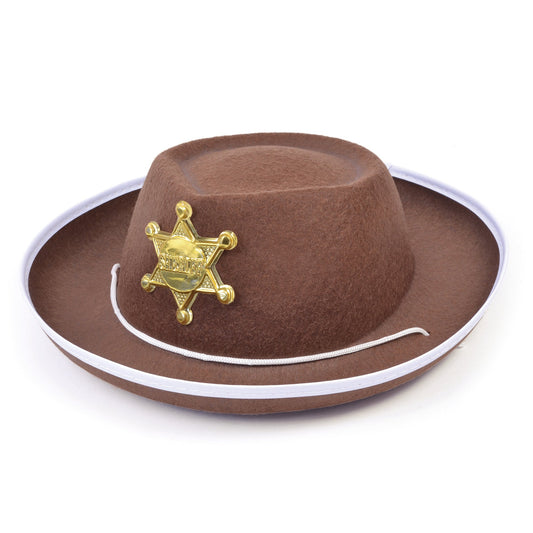Cowboy Hat Brown Felt Childs Gold Badge 1