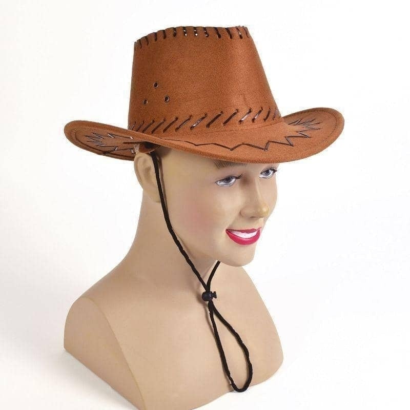 Cowboy Hat Leather Stitch Brown Child 2