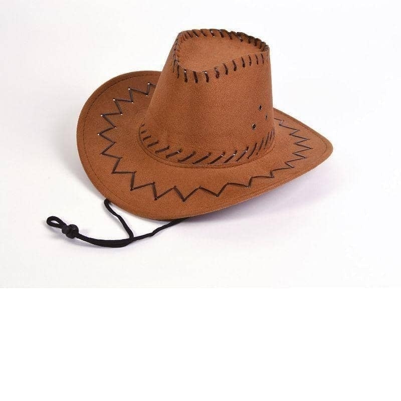 Cowboy Hat Leather Stitch Brown Child_1