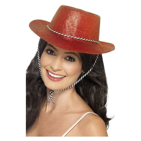 Cowboy Red Glitter Hat Adult 2