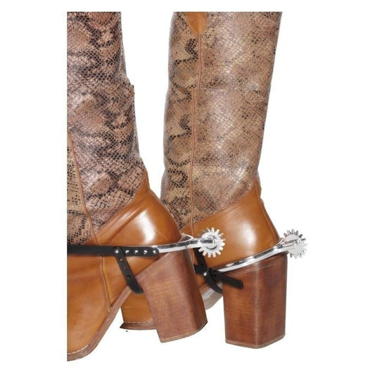 Cowboy Spurs Adult Silver Black Straps 1