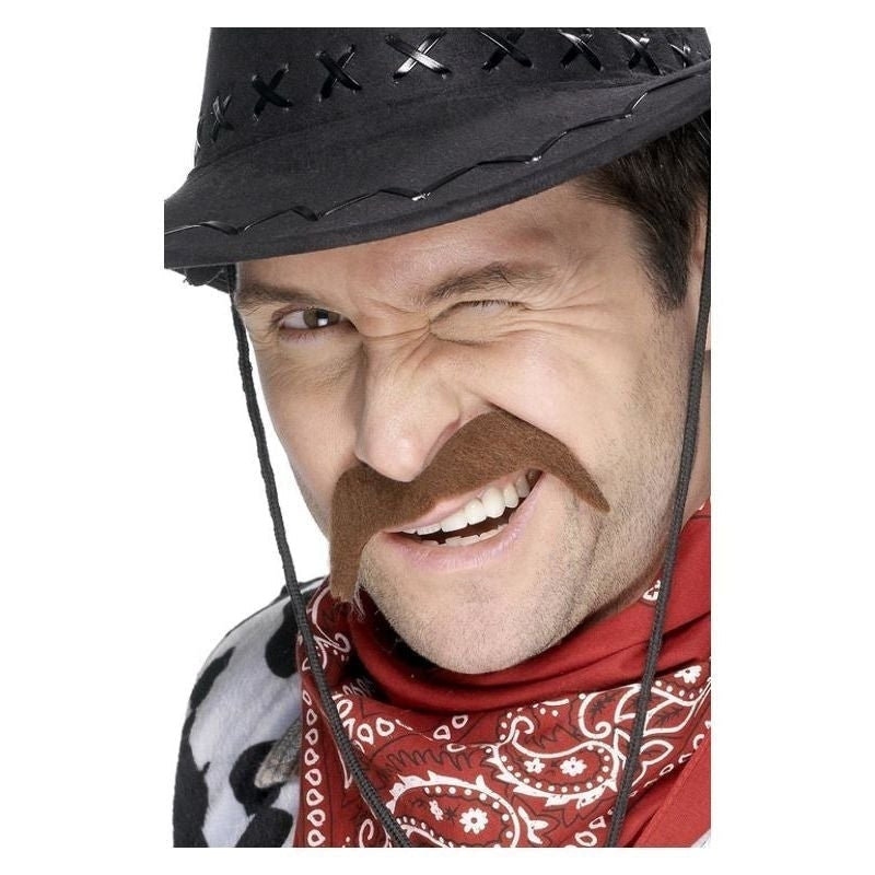Cowboy Tash Brown Adult Self Adhesive Wild West Costume Accessory 1