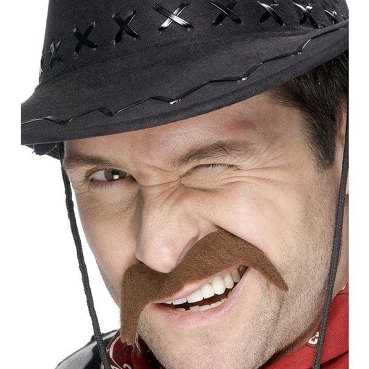 Cowboy Tash Brown Adult Self Adhesive Wild West Costume Accessory 2