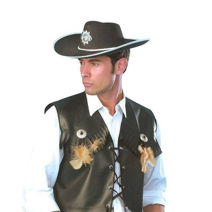 Cowboy Waistcoat Black Mens Costume 2