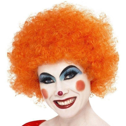 Crazy Clown Wig Orange Curly Afro Adult Costume Accessory 2