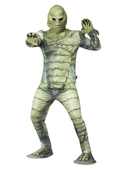 Creature From The Black Lagoon Costume Monster Suit Top Trousers Latex Mask and Gloves 4