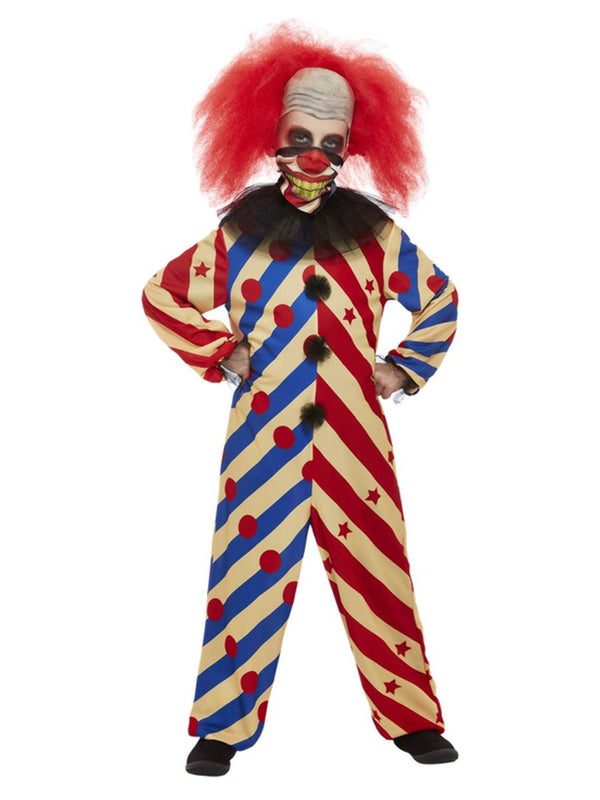 Creepy Clown Kids Costume Striped Jumpsuit_2