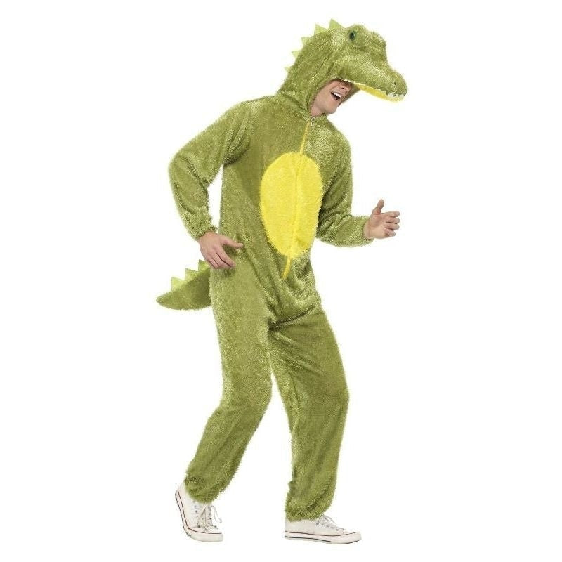 Crocodile Costume Adult Green Furry Jumpsuit with Hood 1