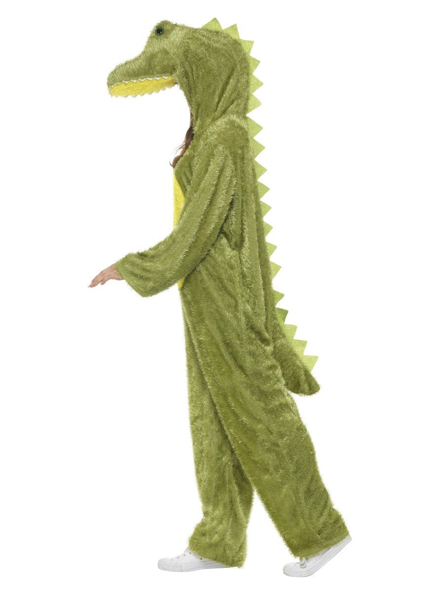 Crocodile Costume Adult Green Furry Jumpsuit with Hood_3