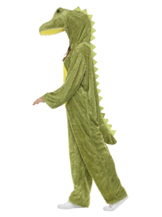 Crocodile Costume Adult Green Furry Jumpsuit with Hood 2
